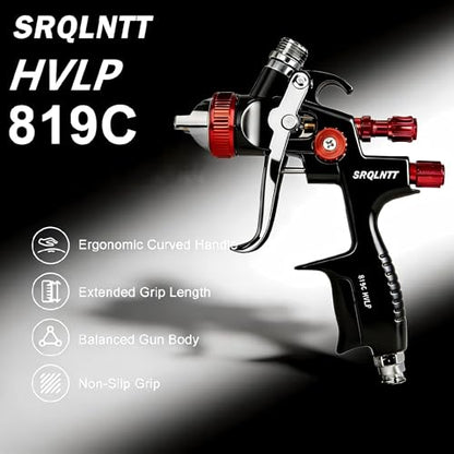 819 HVLP Air Spray Gun Kits with 1.3/1.7/2.0 mm Nozzles Spray Paint Gun Automotive with Air Regulator Separator for Car Paints, Primer, Clear/Top Coat & Touch-Up, DIY Painting Spray - size: 819 plastic cup