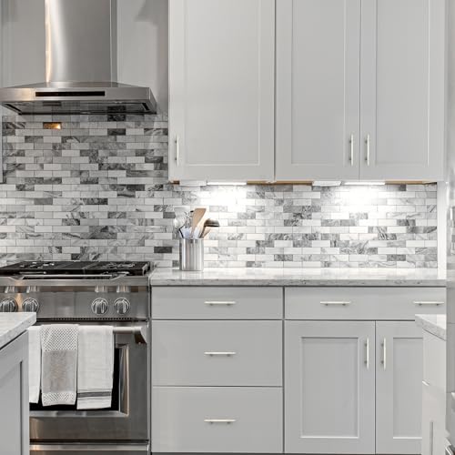 HOME EDIT 3-1/2 inch Brushed Nickel Cabinet Handles, 10 Pack Kitchen Cabinet Handles Drawer Pulls Zinc Alloy Square Bar Kitchen Pulls - color: Brushed Nickel, size: 3-1/2 Inch Hole Center