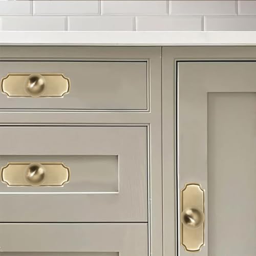 khtumeware 10-Pack Heavy Duty Solid Backplate for Cabinet Knobs Brushed Brass Drawer Knobs with Backplate Suitable for Dresser and Kitchen Cabinet Hardware. - color: Brushed Brass