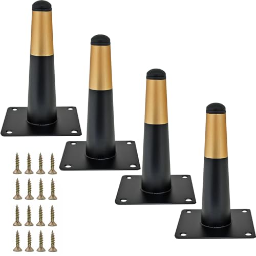 4pcs 4 3/4 inch (12cm) Black & Gold Metal Furniture with Level Feet - color: Black Gold, size: 4 6/8 inch