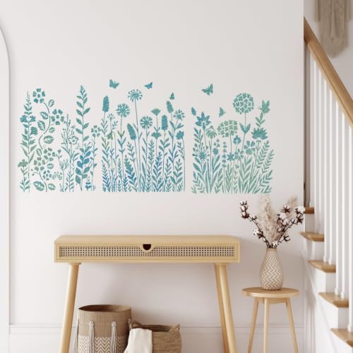 Large Reusable Flower Wall Stencils for Painting & Crafts, 9-Pc Kit