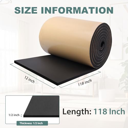 FONUNO Neoprene Foam Padding with Adhesive Closed Cell Foam, Black - color: Black, size: 12" Wide x 118" Long x 1/2" Thick