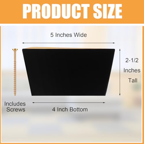 4 Pack Wooden Furniture Legs Chair Couch Feet Replacement 2.5 x 5 Inches