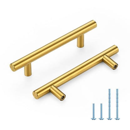HOME EDIT Gold Cabinet Handles, Drawer Pulls, 3-3/4 Inch, 30 Pack - color: Brushed Brass, size: 3-3/4 Inch Hole Center