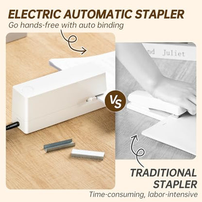 Deli Electric Stapler, Automatic Staplers for Desk, 25-Sheet Capacity - color: White
