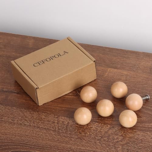 6Pcs 1 Inch Unfinished Wood Ball Knobs, Round Drawer Pulls