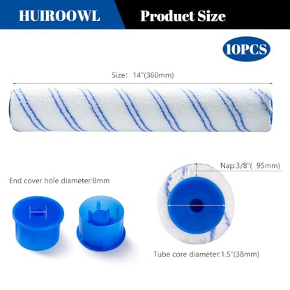 14 Inch Microfiber Paint Roller Covers, 3/8" Nap, 10 Pack - size: 14 Inch Paint Roller Kit, 10 Pack