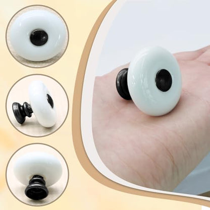 6pcs White Ceramic Cabinet Knobs, Large Round Drawer Knobs - size: 6pcs-Large-Black