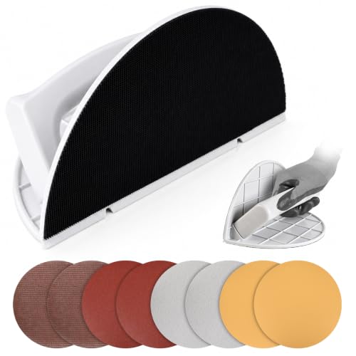 Drywall Corner Sander, Hook and Loop Sanding Tool with 8Pcs Sanding Discs - style: 8Pcs MixGrit
