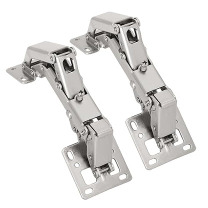 BADALU 1 Pair 175 Degree Frameless Soft Close Cabinet Hinges, Heavy Duty Hidden Hydraulic Lazy Susan Hinges Concealed for Corner Cabinet, Cupboards, Wardrobe(No Cup Grooving) - style: 175 Degree Frameless Soft Close Cabinet Hinges - 2 Pack