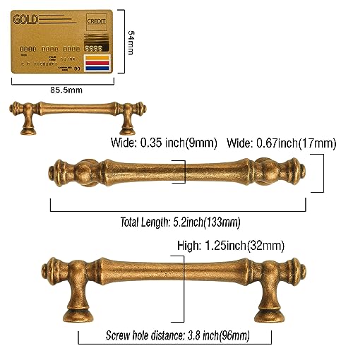 Amerdeco 10 Pack Antique Brass Cabinet Pulls 3.75" - color: Antique Brass, size: 3.75" hole center