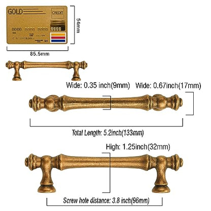 Amerdeco 10 Pack Antique Brass Cabinet Pulls 3.75" - color: Antique Brass, size: 3.75" hole center