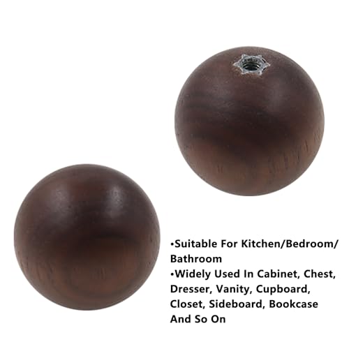 Wood Ball Drawer Knob,ULIFESTAR Unfinished Black Walnut Wood Ball Dresser Knobs,4PCS Wood Furniture Knobs,Wood Ball Pull Handle for Cabinets Wardrobe Cupboard Bookshelf Armoire Desk(3*3cm/1.18*1.18") - size: 3*3cm/1.18*1.18" Black Walnut