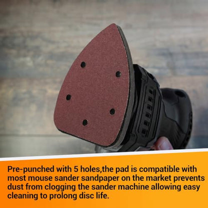 60 Pcs Detail Sanding Pad Include 10 Pcs Detail Foam Sanding Pad and 50 Pcs Assorted Mouse Detail Sander Sandpaper 40 80 120 180 240 Grits for Detail Sanding