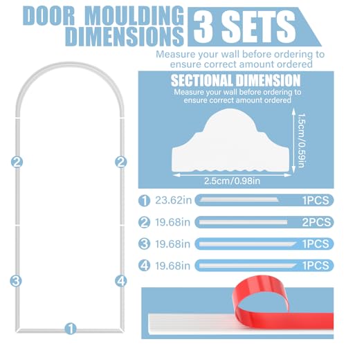 Colingmill 3 Set 23 x 50 Inch Arch Wall Molding Kit Peel Stick wall Panels - size: 24 x 50 Inch, style: Stylish Style