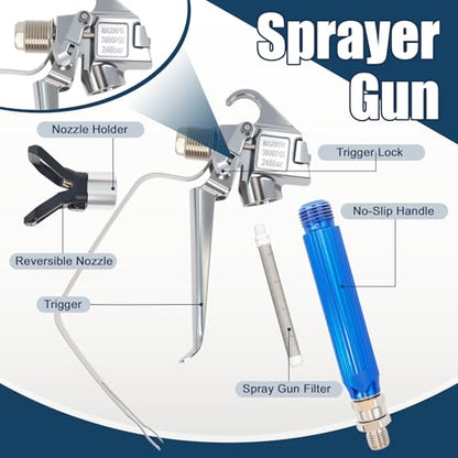 Airless Paint Sprayer Gun Kit 20PCS 3600 PSI with Reversible Tips - size: 14PCS Kit