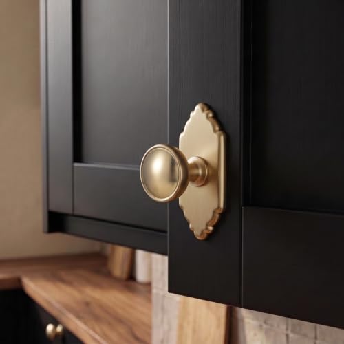 6Pack Champagne Bronze Cabinet Knobs with Backplate Drawer knobs - color: Champagne Bronze, style: Crown Crest
