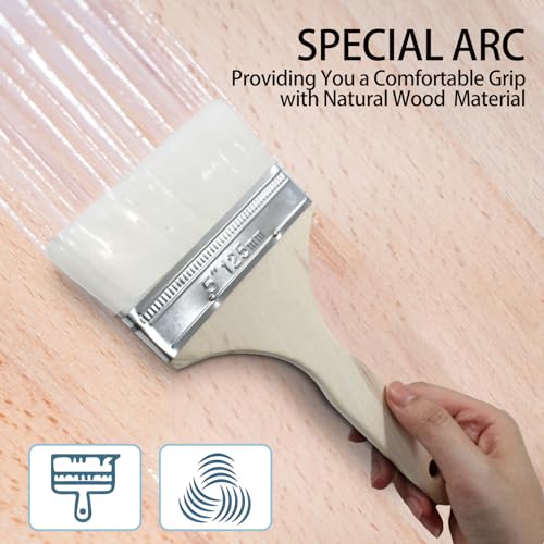 5 Inch Wide Wool Paint Brushes, Set of 2 for DIY and Furniture - size: 5 Inch