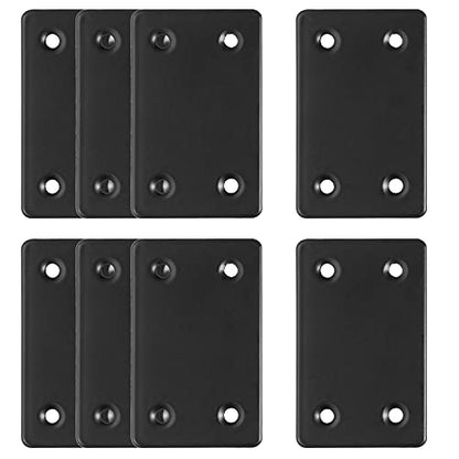 Bonsicoky 8Pcs Flat Straight Brace Brackets, 2.4 x 1.5 / 60 x 38mm - size: 2.4" x 1.5" - 8 PCS, style: Black