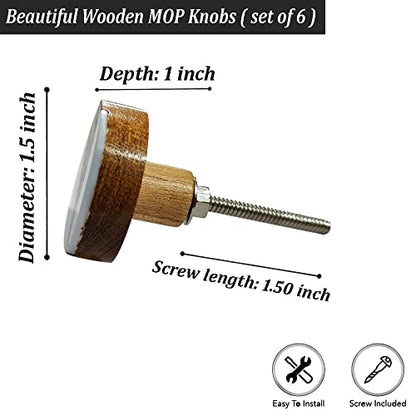Perilla Home Set of 6 Wooden Knobs Decorative Knobs for Home Kitchen Cabinet Hardware Cupboard Door Dresser Wardrobe and Drawer Pulls (Off White) - style: Off White