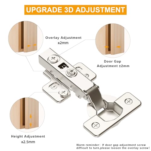 2-Pack Frameless Soft Close 40mm Cup Full Overlay Cabinet Hinges - size: Full Overlay