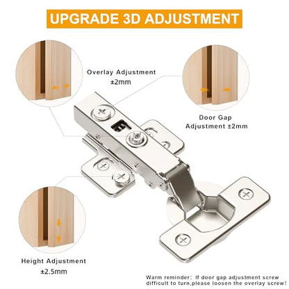 2-Pack Frameless Soft Close 40mm Cup Full Overlay Cabinet Hinges - size: Full Overlay