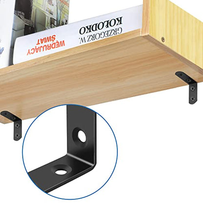 16 Pcs L Bracket Stainless Steel Corner Brace Sets, 90 Degree Right Angle Bracket with 64 Pcs Screws, L Bracket Firmware Can Be Used for Wooden Shelves, Chairs, Tables, Dressers, Furniture (Black) - size: 16PCS | 40×40MM, style: Black