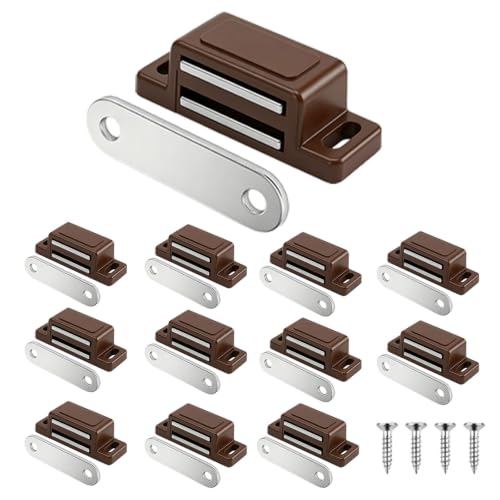 12 Pack Cabinet Magnets for Closure, Tight-Latching Magnetic Door Catch - color: Brown