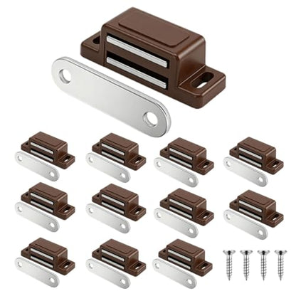 12 Pack Cabinet Magnets for Closure, Tight-Latching Magnetic Door Catch - color: Brown