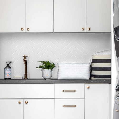 STICKGOO Herringbone Peel and Stick Backsplash, Pure White, 10 Sheets - color: Pure White, size: Pack of 10