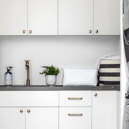 STICKGOO Herringbone Peel and Stick Backsplash, Pure White, 10 Sheets - color: Pure White, size: Pack of 10