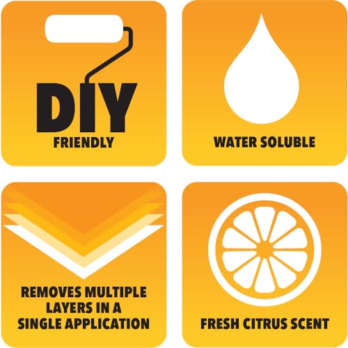 Dumond Paint Remover Plus Orange Citrus, DIY Friendly, Refinish Furniture, Cabinets, Decks, Antiques, Masonry, for Oil, Latex, Acrylic, Water-Based Paints, Varnishes, Stains, Citrus Scent, 2 Quarts - size: 1/2 GALLON (2 QUARTS)