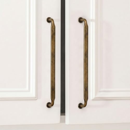 Goldenwarm 10 Pack 10 Inch Antique Brass Cabinet Pulls Retro Drawer Pulls - color: Antique Brass, size: 10 Inch Hole Center