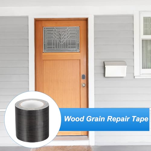 PATIKIL 2.2" X30' Self-Adhesive Wood Grain Repair Tape with Scraper Black Wood Grain - color: Black Wood Grain, size: 1" x 1"