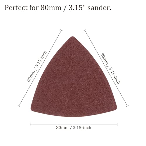 120pcs Mouse Sander Detail Sandpaper 180Grit 3-1/8" Triangle - size: 180 grit