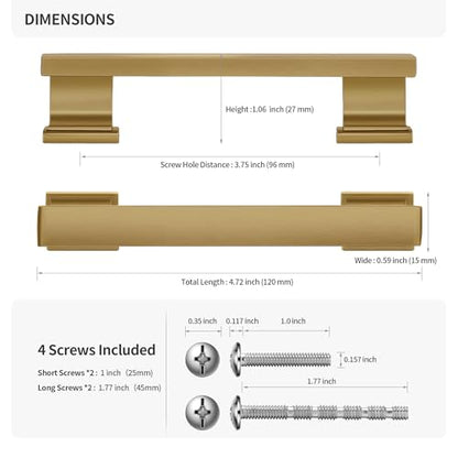 Lardmon 10 Pack 3.75 Inch(96mm) Hole Center Brushed Champagne Bronze Kitchen Cabinet Handles Modern Cabinet Pulls Kitchen Cabinet Hardware Solid Drawer Pulls for Dresser, Tot. Length 4.72 Inch - color: Champagne Bronze, size: 3.75 Inch Hole Center