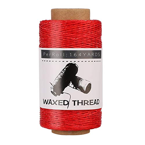 Jupean Waxed Thread for Leather Threads Red Thread Leather String Cord - color: Red