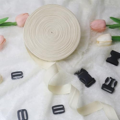 Ivory White 1 inch Webbing Strap Kit for DIY Crafts-Backpacks-20yds - color: Ivory