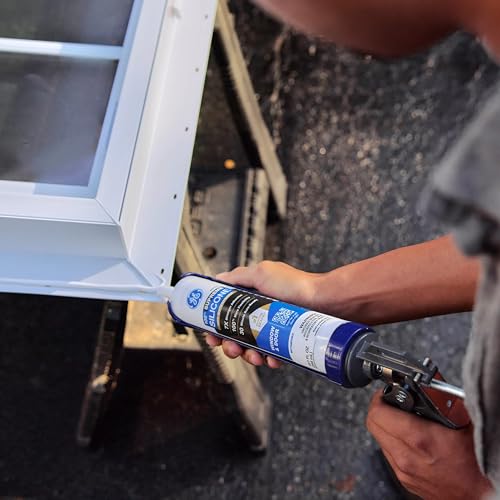 GE All Purpose Silicone Caulk, Clear, 10 fl oz Cartridge, 12 Pack - 100% Waterproof Silicone Sealant, Stronger Adhesion, Freeze & Sun Proof - size: 12 Pack, style: Clear