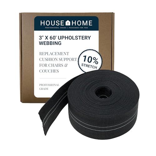 House2Home Upholstery Webbing for Furniture, Elastic 3" x 60' - 10% - size: 3" x 60' - 10% Stretch