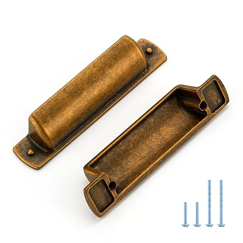JOY DECOR Antique Brass Cabinet Pulls Cabinet Handles, 3 Inch, 10 Pack - color: Antique Brass, size: 3 inch Hole Center