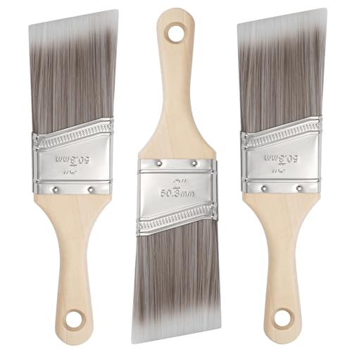 Paint Brushes, 2 Inch, Angled Brushes with Short Handle, 3 Pack - size: 2 Inch Angled, 3 Pack