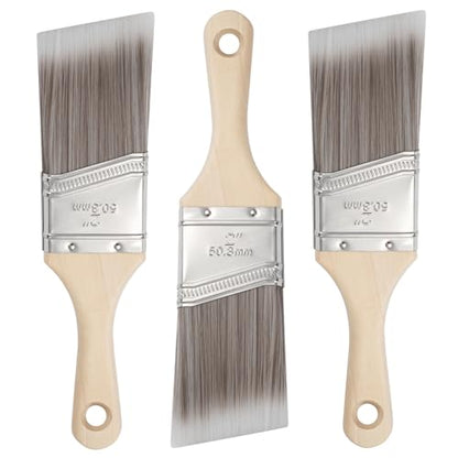 Paint Brushes, 2 Inch, Angled Brushes with Short Handle, 3 Pack - size: 2 Inch Angled, 3 Pack