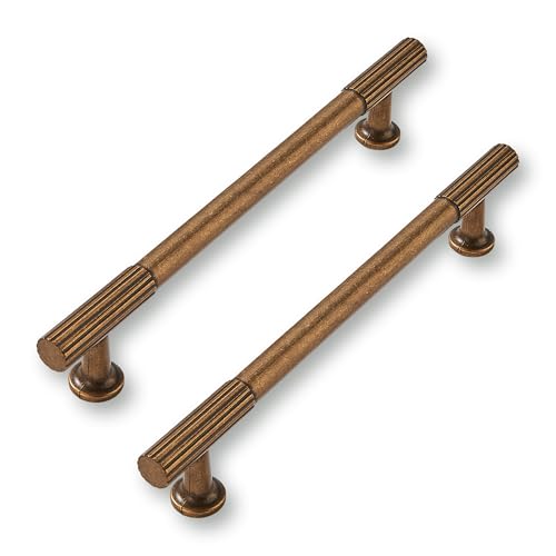 2 Pack 6 Inch(152mm) Hole Center Antique Brass Cabinet pulls Kitchen Handles Solid Heavy Duty Cabinet Pull Kitchen Hardware - color: Antique Brass, size: 6 Inch(152mm)Hole Center