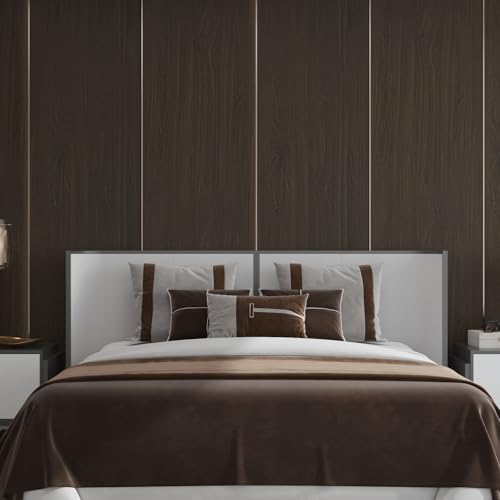 Walnut Contact Paper Dark Brown Wood Peel and Stick Wallpaper Extra Wide Thickened Wood Textured Wood Grain Sticker 48" X 394" - color: Dark Brown, size: 48" x 394"
