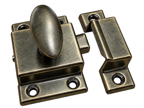 QCAA Oval Turn Cabinet Latch, for Cupboard & Other Furniture, Large, Antique Brass, Made in Taiwan, 1 Pack - color: Antique Brass, size: 1pack-large