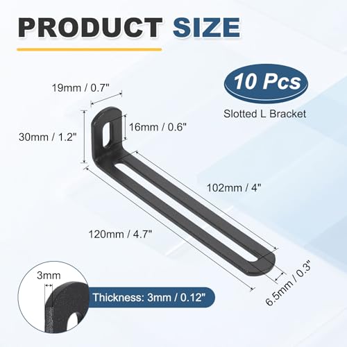 uxcell 10 Pcs Adjustable Right Angle Brackets 4.7"x1.2"x0.7" Deep Grey - color: Deep Grey, size: 4.7"x1.2"x0.7"