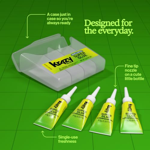Krazy Glue Home & Office Superglue Singles, Fine Tip (4 x 0.5g Tubes)