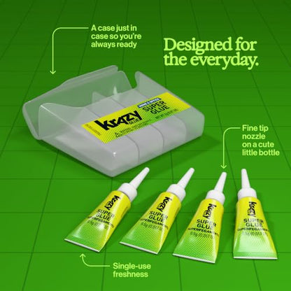 Krazy Glue Home & Office Superglue Singles, Fine Tip (4 x 0.5g Tubes)