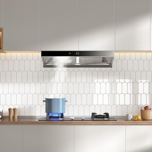 Vamos Tile Thicker Peel and Stick Backsplash Tile, White,10-Sheet - color: White with Grey Grout